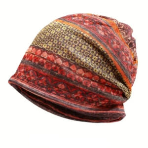 Bohemian style beanie, unisex, red